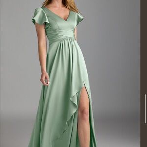 Azazie Agave Green Maxi Dress
